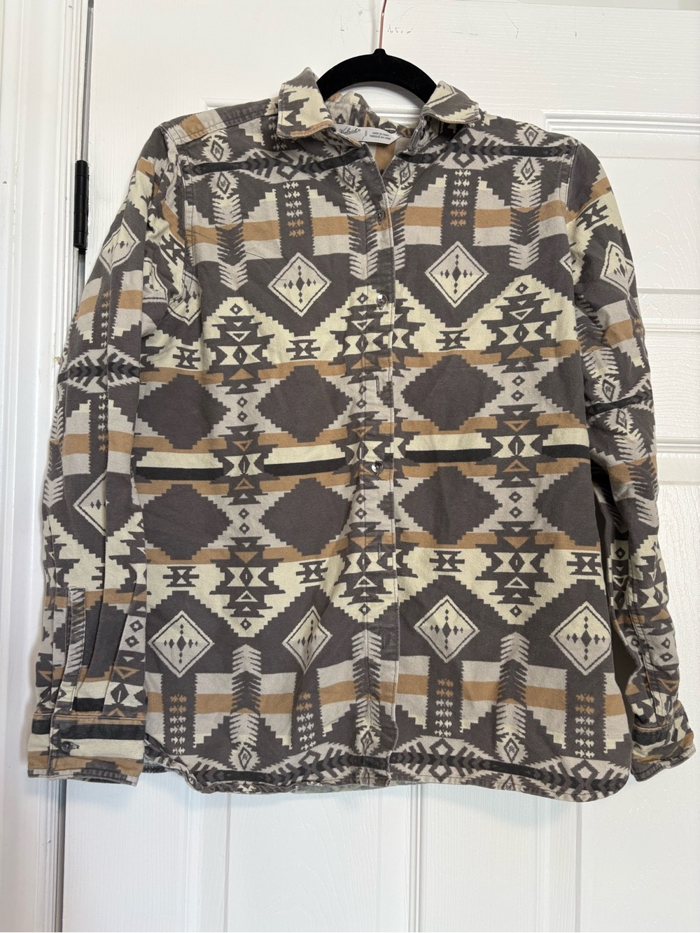 Woolrich Women's Aztec Button-Down Shirt Jacket - Gray & Tan